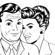 Man and woman love couple in pop art comic style N6