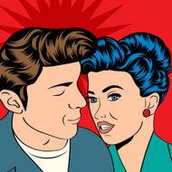 Man and woman love couple in pop art comic style N7