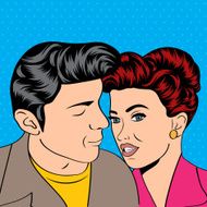 Man and woman love couple in pop art comic style N8