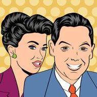 Man and woman love couple in pop art comic style N9