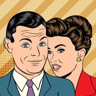 Man and woman love couple in pop art comic style N10