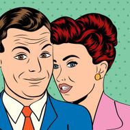 Man and woman love couple in pop art comic style N11
