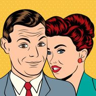 Man and woman love couple in pop art comic style N12