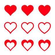 Red Vector Hearts Isolated On White Background