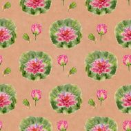 Seamless floral pattern with lotus