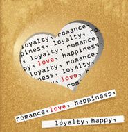 background with cut out a heart and strips of paper