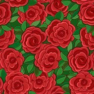 Seamless background with red roses and leaves
