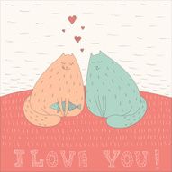two abstract cats in love