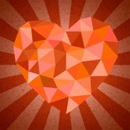 Beautiful orange edge heart shape on sunburst