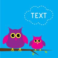 Two cute owls and cloud Card N2
