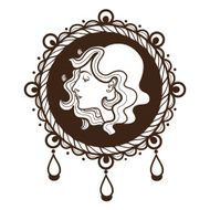 Vignette frame with woman profile N2
