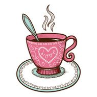 Tea or coffee cup with heart shaped steam N2