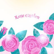 Decorative background with blooming flowers Pink roses and leafs