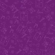 hand draw texture - seamless pattern with hearts gifts butterf N5