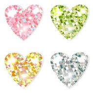 Set of four shiny precious hearts