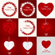 Big Set of Happy Valentines Day Card with Heart