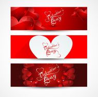 Valentine&#039;s day banners or headers set colorful vector design