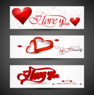 Beautiful header colorful for valentine&#039;s day heart banners set