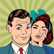 Man and woman love couple in popart comic style