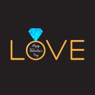 Wedding gold ring with blue diamond Word love