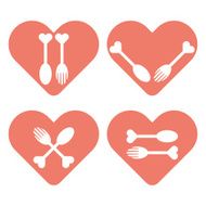 Heart with spoon and fork icons vector format