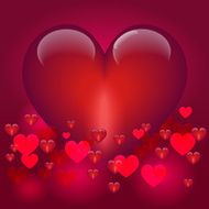 Glossy red hearts