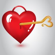 Red heart with key