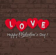 Valentine with heart on wall retro