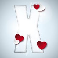 Alphabet Letters With Red Heart Valentine Day N27