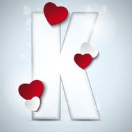 Alphabet Letters With Red Heart Valentine Day N35