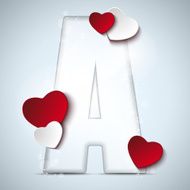 Alphabet Letters With Red Heart Valentine Day N43