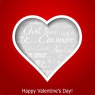 Abstract heart cutted from red paper background Valentines day
