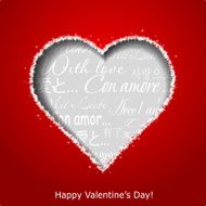 Abstract heart on red paper background Valentines day greeting