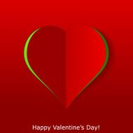 Abstract paper heart on red background Valentines day greeting