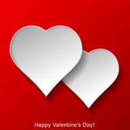 Abstract two hearts on red background Valentines day greeting c