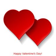 Abstract two red hearts on white background Valentines day gree