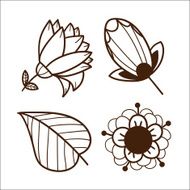 Abstract graphic flowers isolated on white