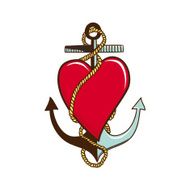 Heart with anchor isolated on white