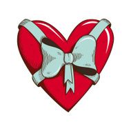 Heart with bow isolated on white