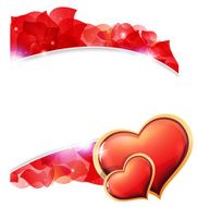 Red Valentines hearts and petals