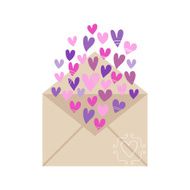 Envelope with hearts isolated on white background