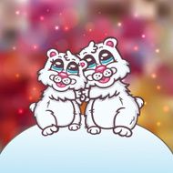happy family of polar bears