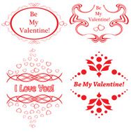 set of red frames for romantic design
