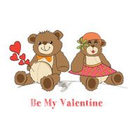 Couple of teddy bears in love