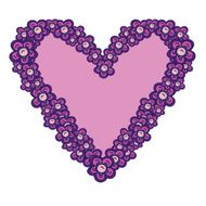 Purple Daisy Flower Heart Frames filled With Pink On white