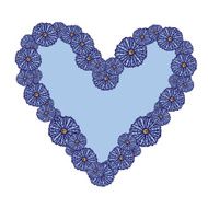 Blue Daisy Flower Heart Frame Isolated On White