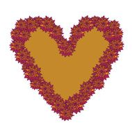 Orange and Yellow Prickly Flower Heart Frame Filled With Beige