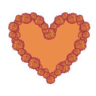 Orange and Yellow Daisy Flower Heart Frame With Copy Space
