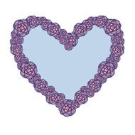 Pink and Purple Mosaic Style Flower Heart Frame on Blue