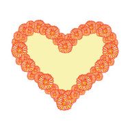 Bright Orange and Yellow Daisy Flower Heart Frame on White